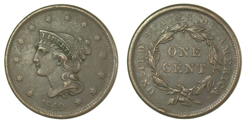 1840 Large date, AU-50 Details